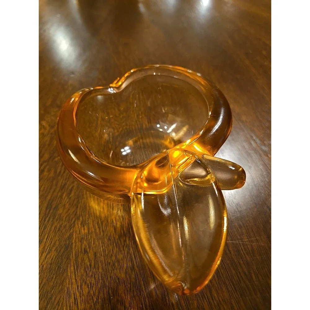 Vtg Pink Art Glass APPLE or Peach Trinket Dish Cigar Ashtray Paper Weight 5x3.5